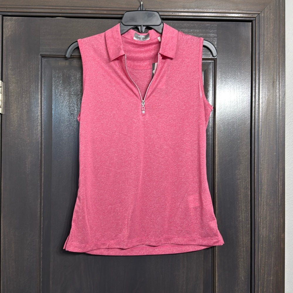 Callaway NWT pink sleeveless polo Size S‎